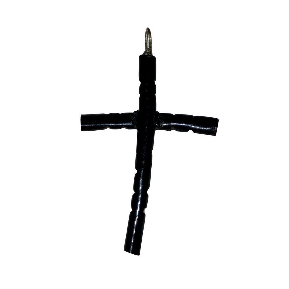 Mexican Hand Made Black Coral Cross Pendant B - Picture 2 of 2